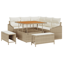 8-delige Tuinbankenset met kussens poly rattan acacia beige