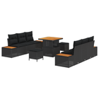 Outdoor Sofa Set with Cushion with Storage 9 pcs Black Poly Rattan
