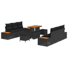 Outdoor Sofa Set with Cushion with Storage 9 pcs Black Poly Rattan