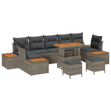 10-delige Tuinbankenset met kussens poly rattan acacia beige