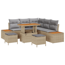 8-delige Tuinbankenset met kussens poly rattan acacia beige