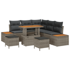 Tuinbankenset poly rattan grijs 8-delig