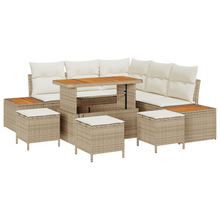 9-delige Tuinbankenset met kussens poly rattan acacia beige
