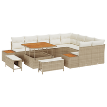 12-delige Tuinbankenset met kussens poly rattan acacia beige