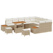 12-delige Tuinbankenset met kussens poly rattan acacia beige