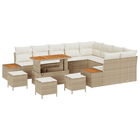 Tuinbankenset poly rattan acacia beige 13-delig