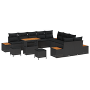 Loungeset 13-delig poly rotan zwart acacia