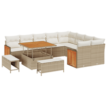12-delige Tuinbankenset met kussens poly rattan acacia beige