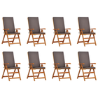Tuinstoel massief teakhout verstelbaar 8 stuks