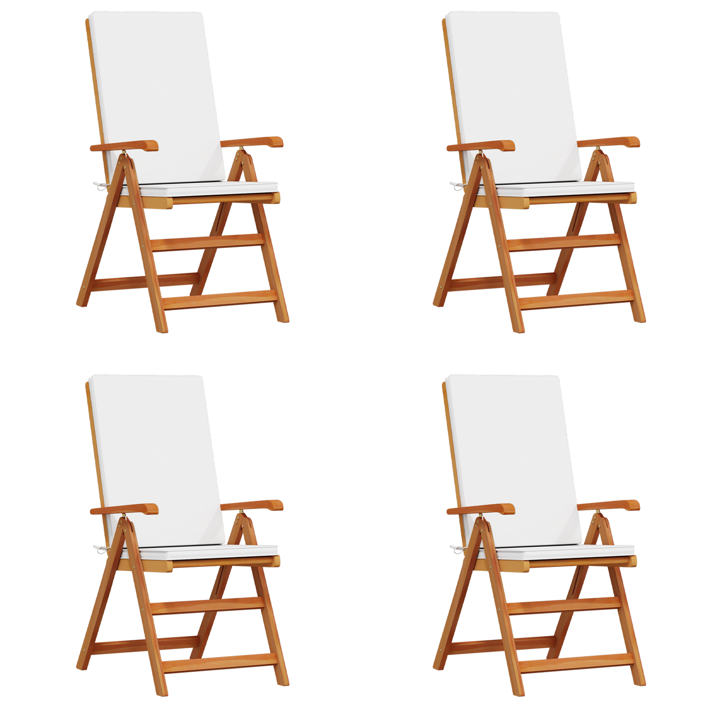 Tuinstoelen 4 st verstelbaar met kussens massief teakhout