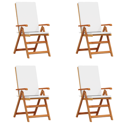 Tuinstoelen 4 st verstelbaar met kussens massief teakhout