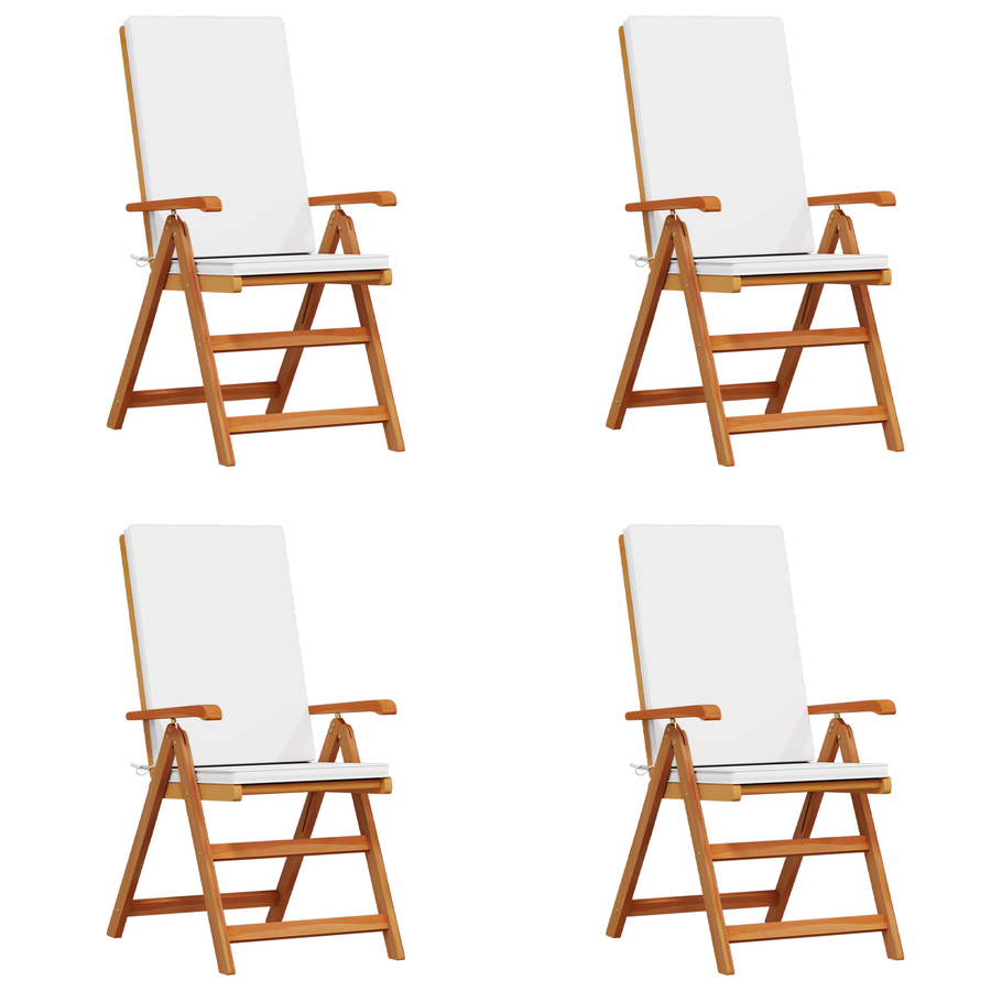 Tuinstoelen 4 st verstelbaar met kussens massief teakhout