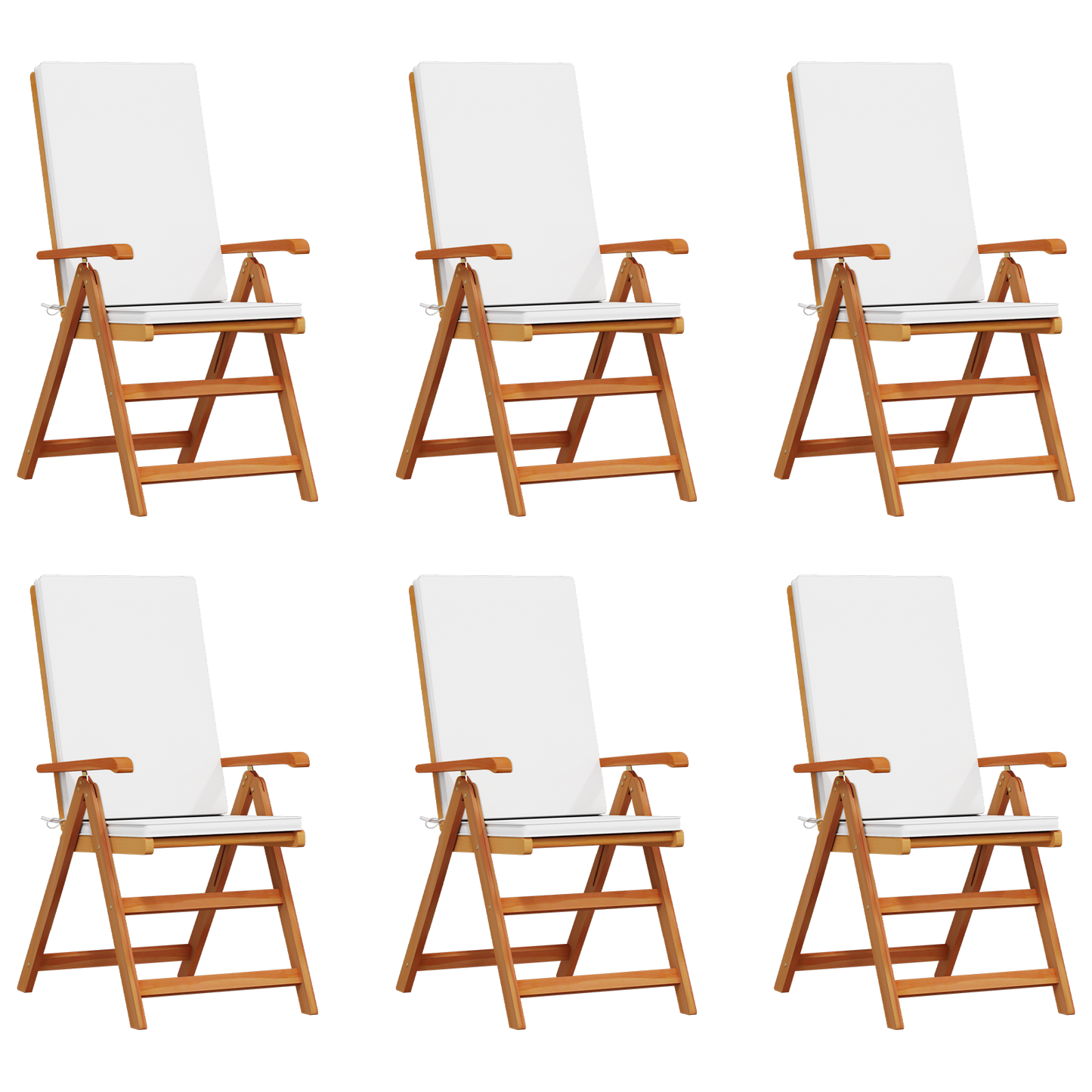 Tuinstoelen 6 st verstelbaar met kussens massief teakhout
