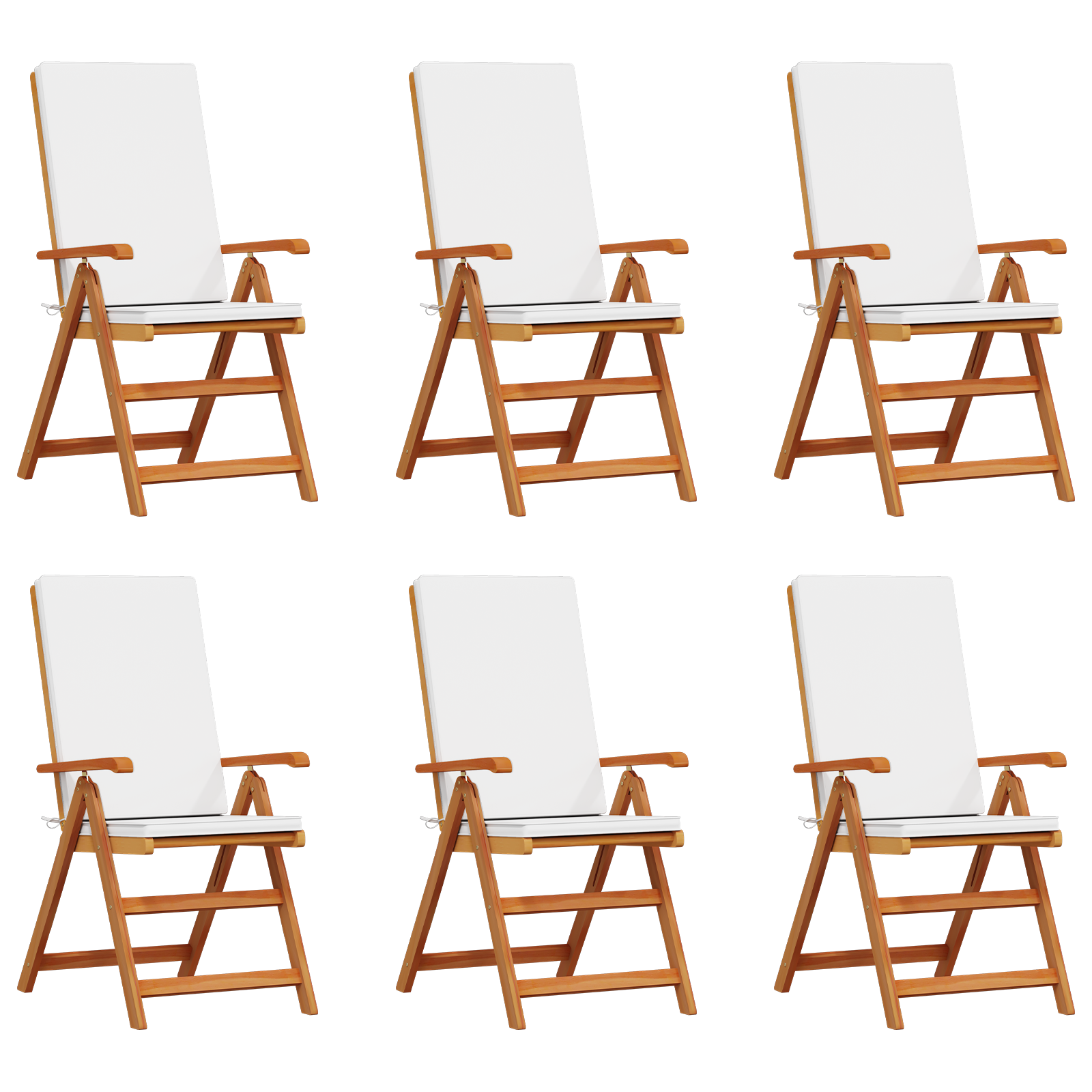 Tuinstoelen 6 st verstelbaar met kussens massief teakhout
