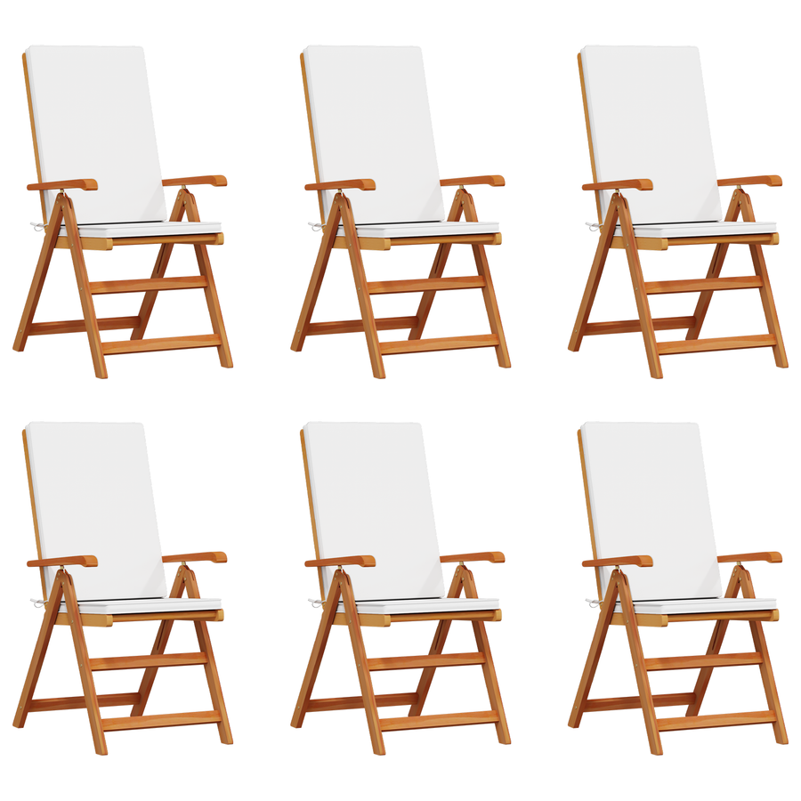 Tuinstoelen 6 st verstelbaar met kussens massief teakhout