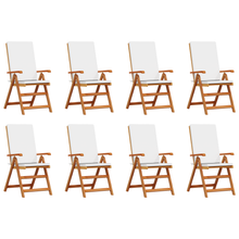 Tuinstoelen 8 st verstelbaar met kussens massief teakhout