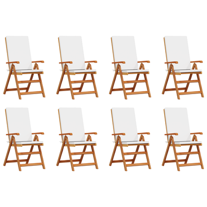 Tuinstoelen 8 st verstelbaar met kussens massief teakhout