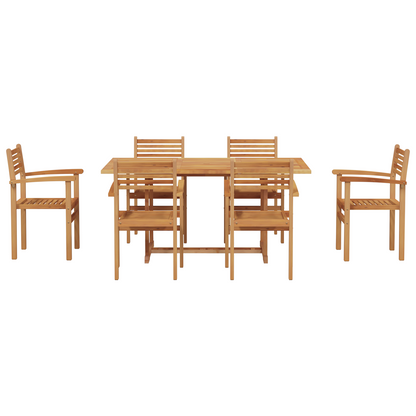 Tuin Eetset 7 pcs Bruin Massief teakhout