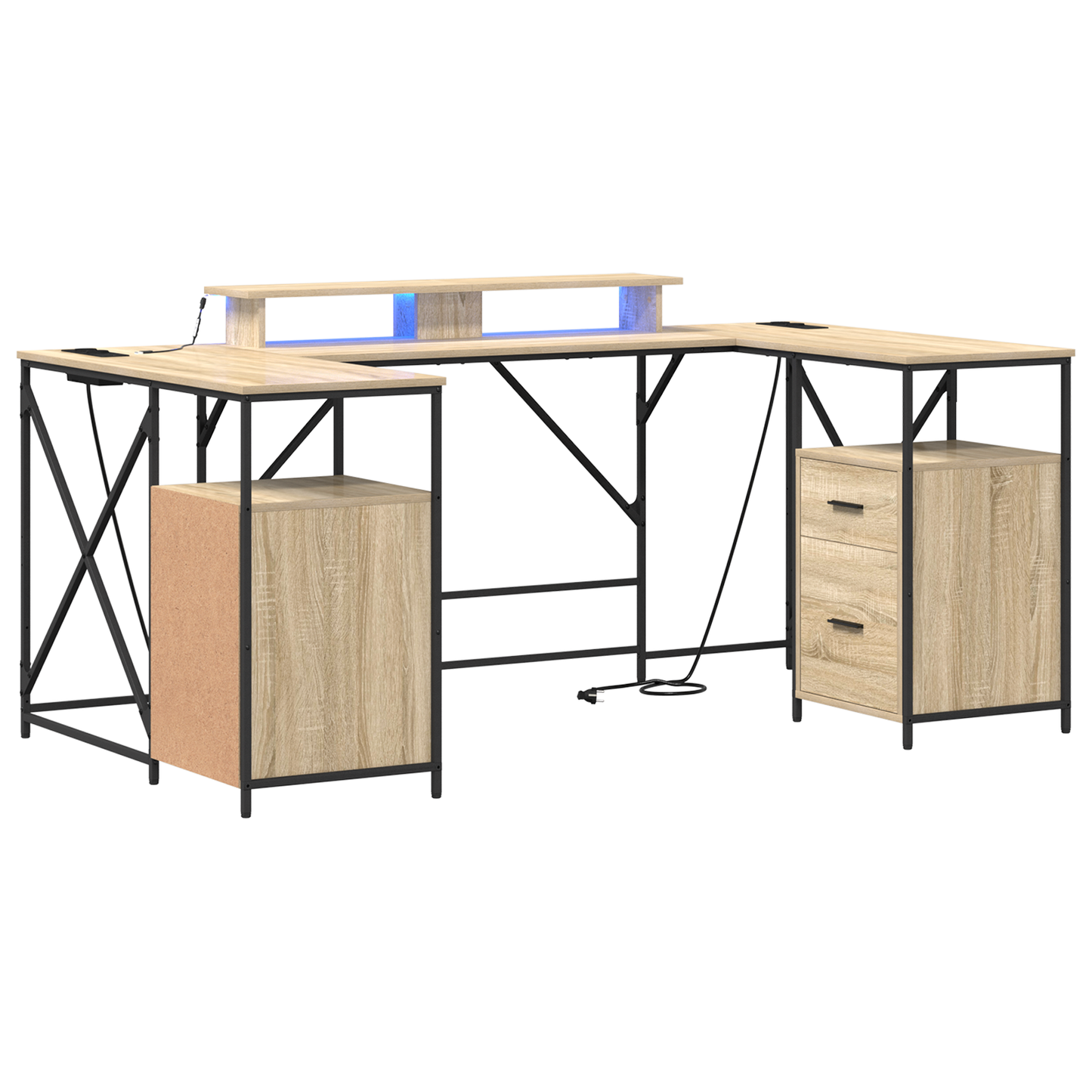 Bureau met lade met opslag Sonoma eiken 182 x 101 x 87.5 cm Bewerkt hout