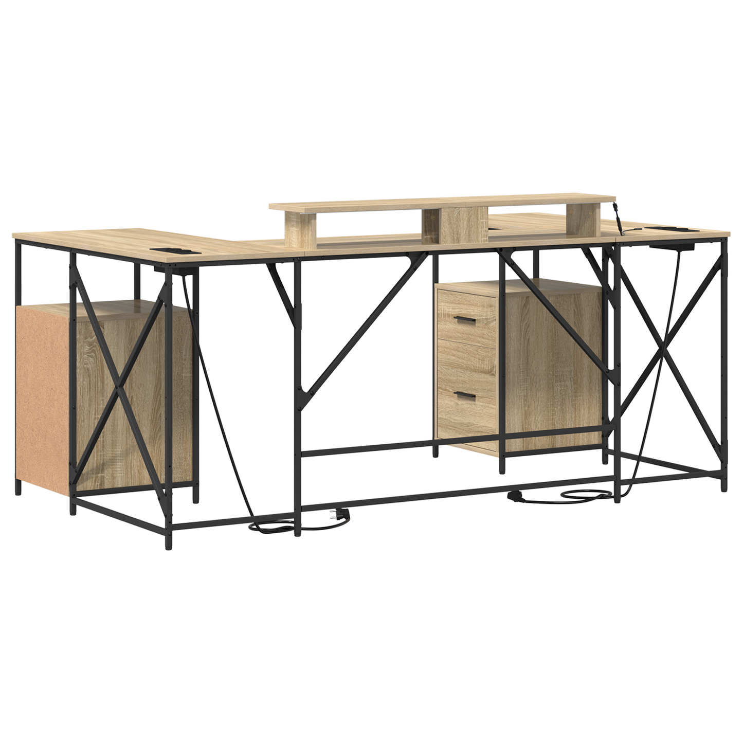 Bureau met lade met opslag Sonoma eiken 182 x 101 x 87.5 cm Bewerkt hout