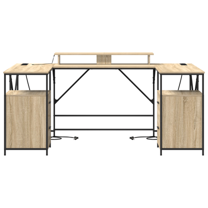 Bureau met lade met opslag Sonoma eiken 182 x 101 x 87.5 cm Bewerkt hout