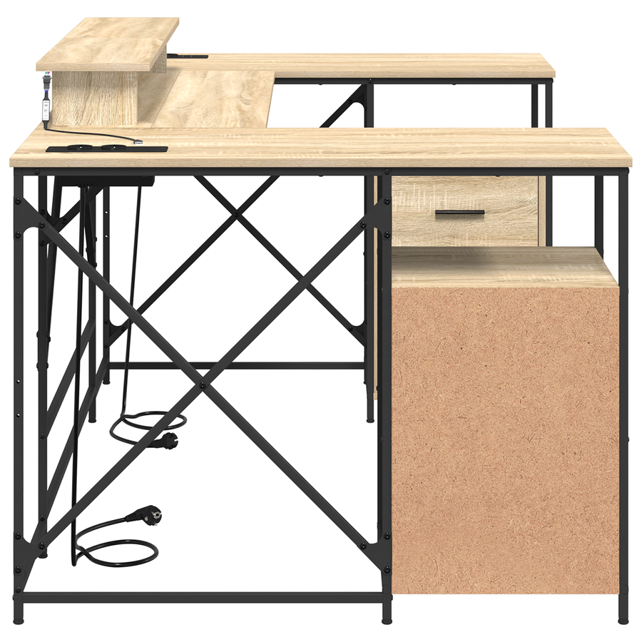 Bureau met lade met opslag Sonoma eiken 182 x 101 x 87.5 cm Bewerkt hout