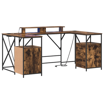 Bureau met lade Gerookt eiken 182 x 101 x 87.5 cm Bewerkt hout