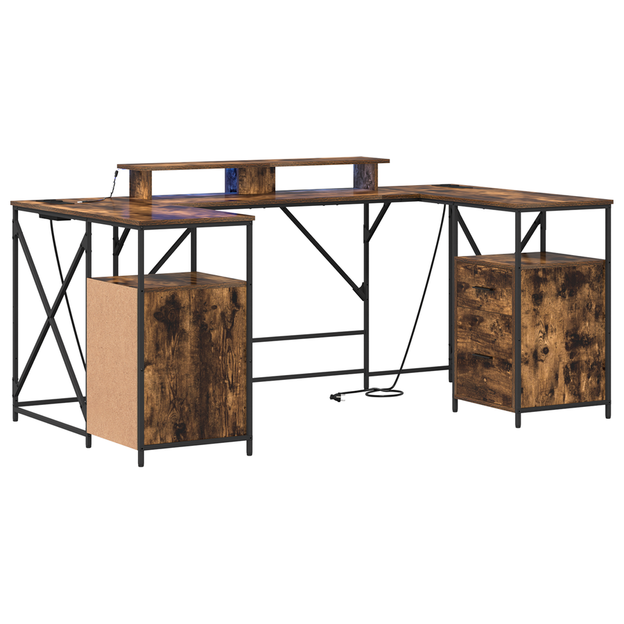 Bureau met lade Gerookt eiken 182 x 101 x 87.5 cm Bewerkt hout
