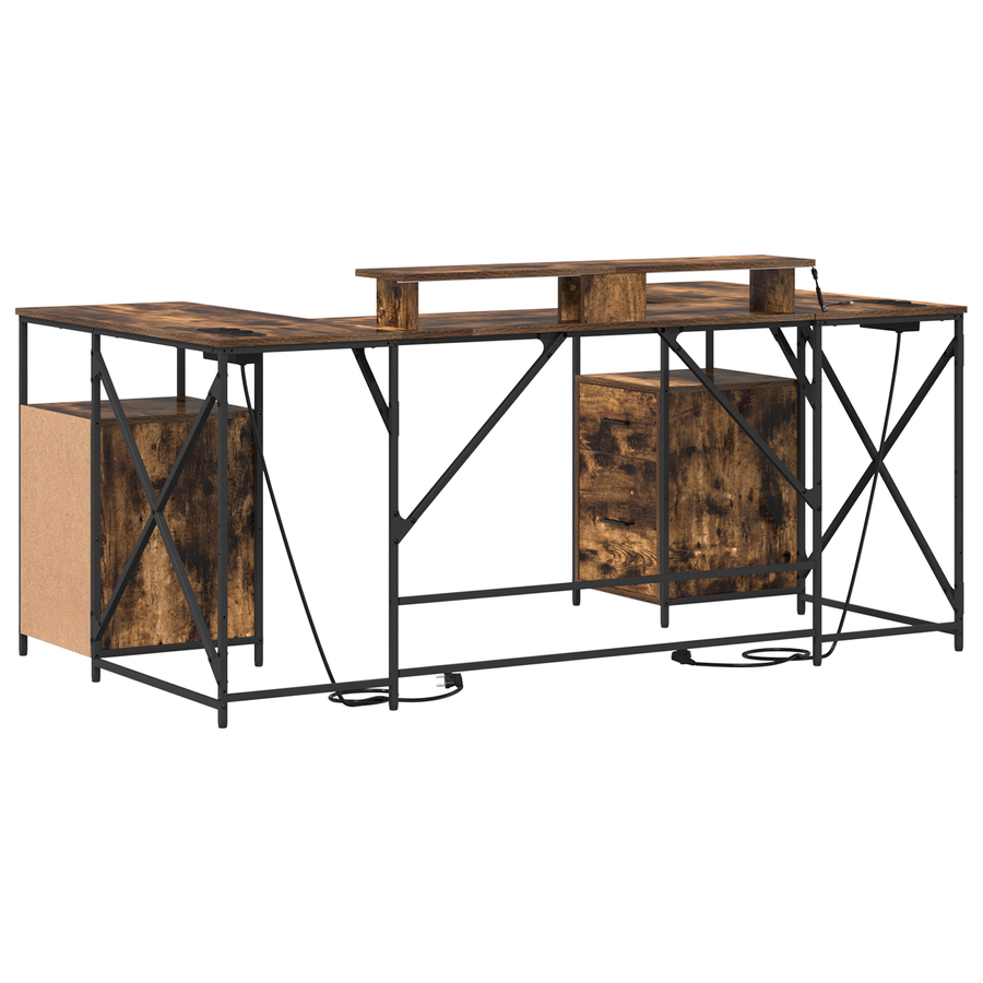 Bureau met lade Gerookt eiken 182 x 101 x 87.5 cm Bewerkt hout
