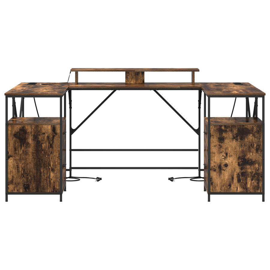 Bureau met lade Gerookt eiken 182 x 101 x 87.5 cm Bewerkt hout