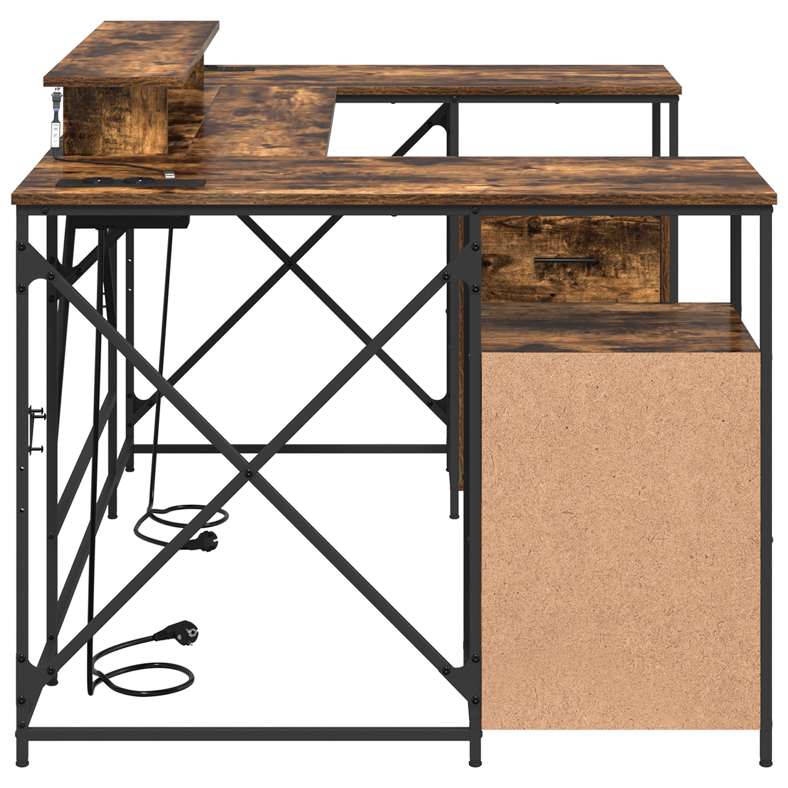 Bureau met lade Gerookt eiken 182 x 101 x 87.5 cm Bewerkt hout