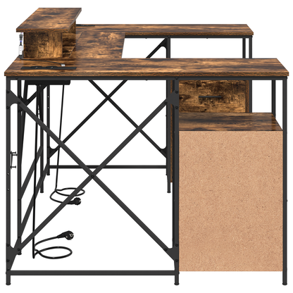 Bureau met lade Gerookt eiken 182 x 101 x 87.5 cm Bewerkt hout