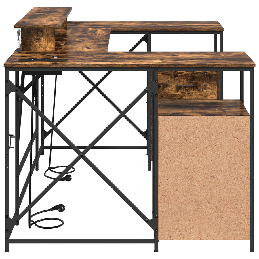 Bureau met lade Gerookt eiken 182 x 101 x 87.5 cm Bewerkt hout