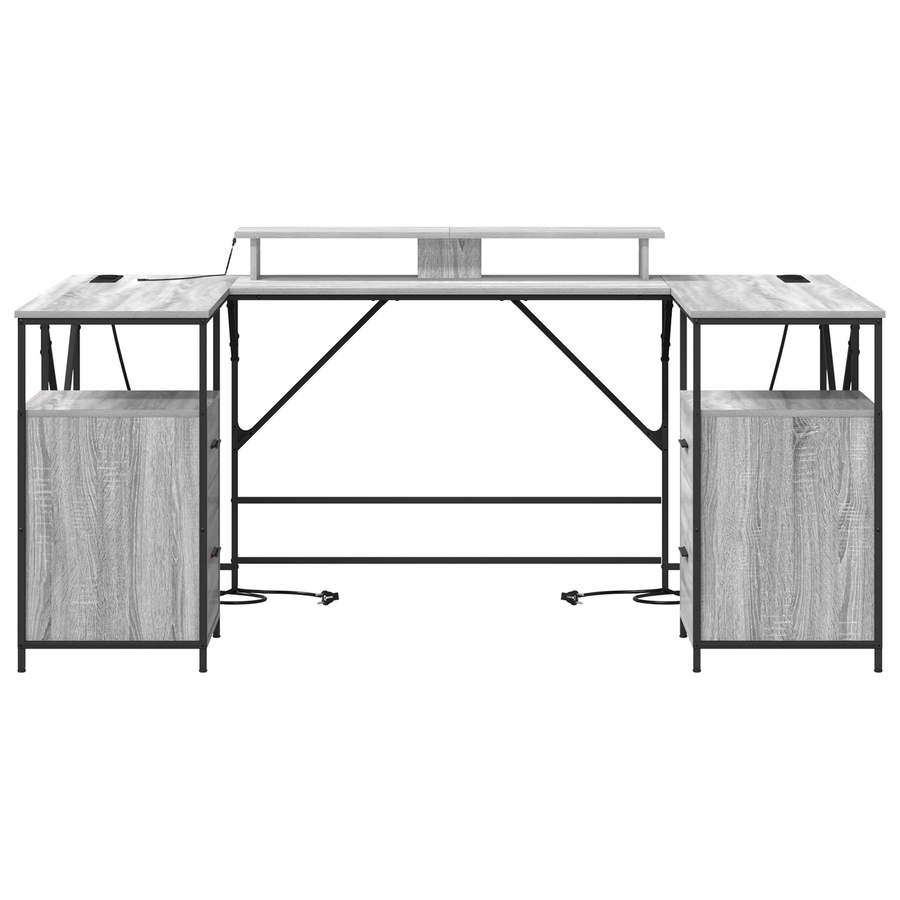 Bureau met lade met opslag Grijs sonoma 182 x 101 x 87.5 cm Bewerkt hout