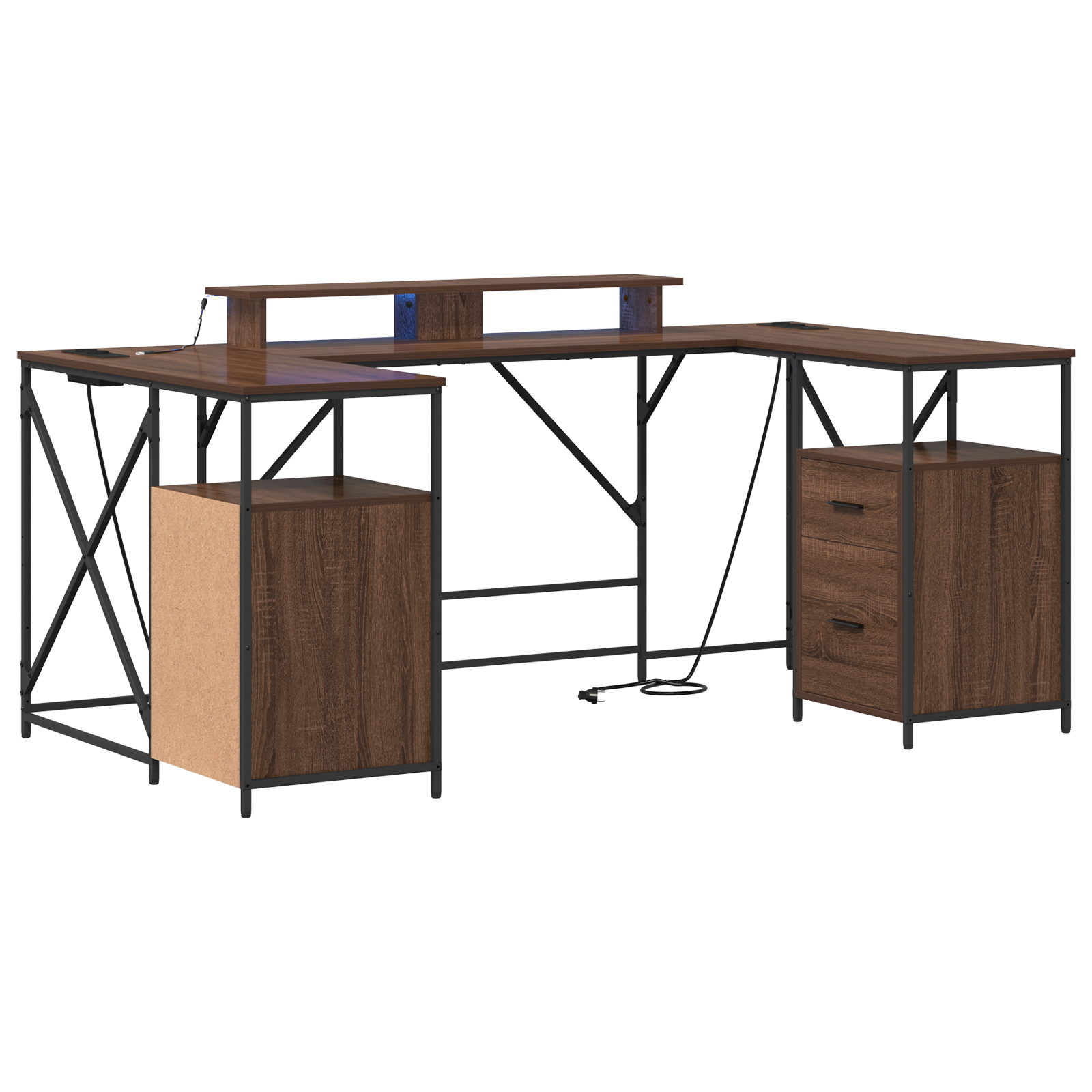Bureau met lade met opslag Bruin eiken 182 x 101 x 87.5 cm Bewerkt hout