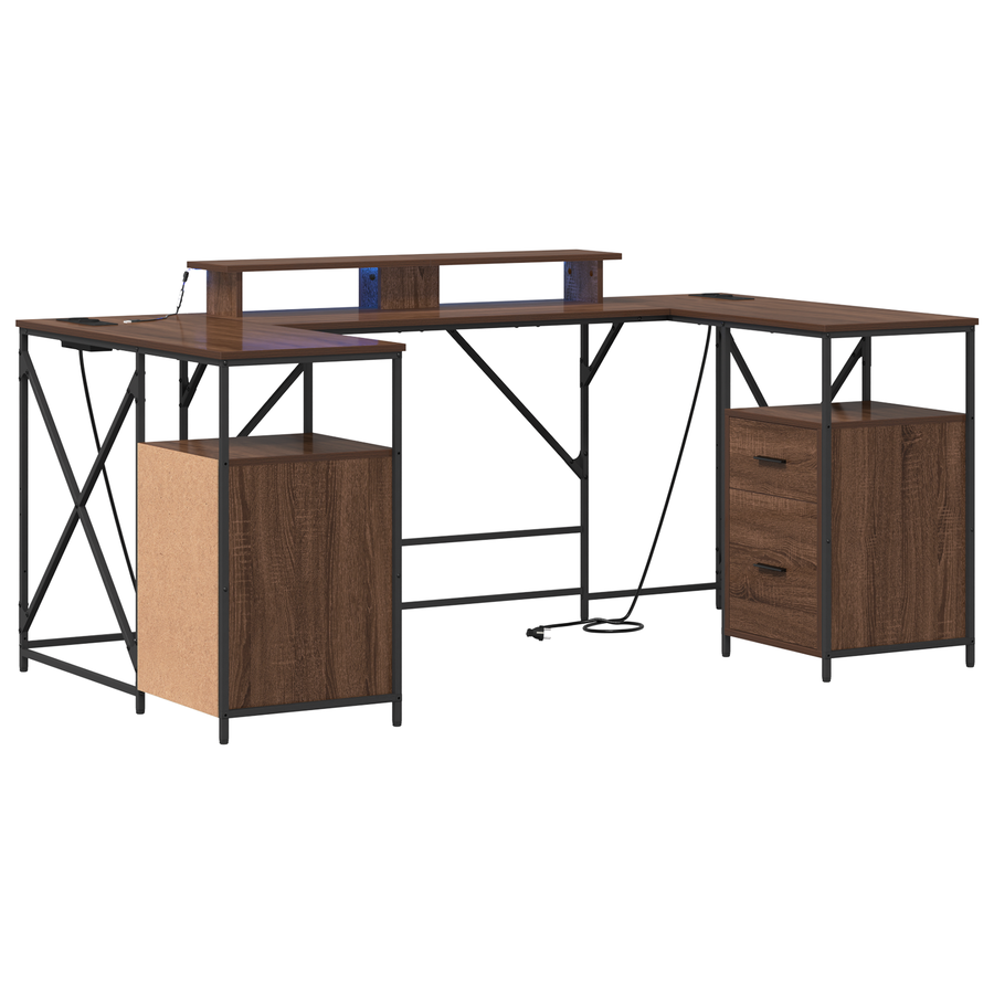Bureau met lade met opslag Bruin eiken 182 x 101 x 87.5 cm Bewerkt hout