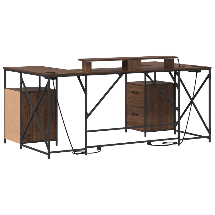 Bureau met lade met opslag Bruin eiken 182 x 101 x 87.5 cm Bewerkt hout