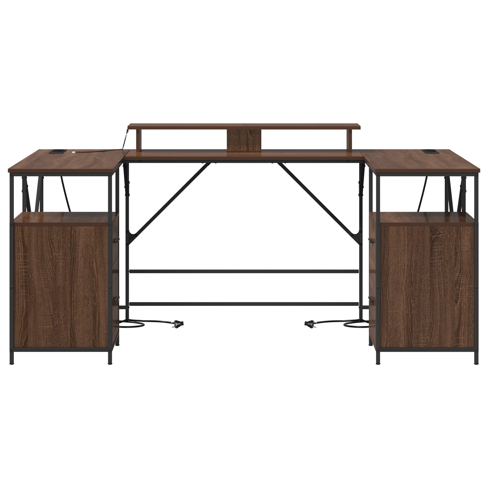Bureau met lade met opslag Bruin eiken 182 x 101 x 87.5 cm Bewerkt hout