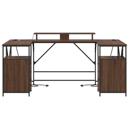 Bureau met lade met opslag Bruin eiken 182 x 101 x 87.5 cm Bewerkt hout