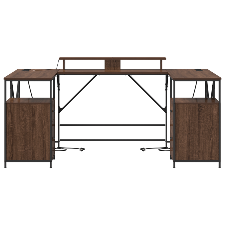 Bureau met lade met opslag Bruin eiken 182 x 101 x 87.5 cm Bewerkt hout