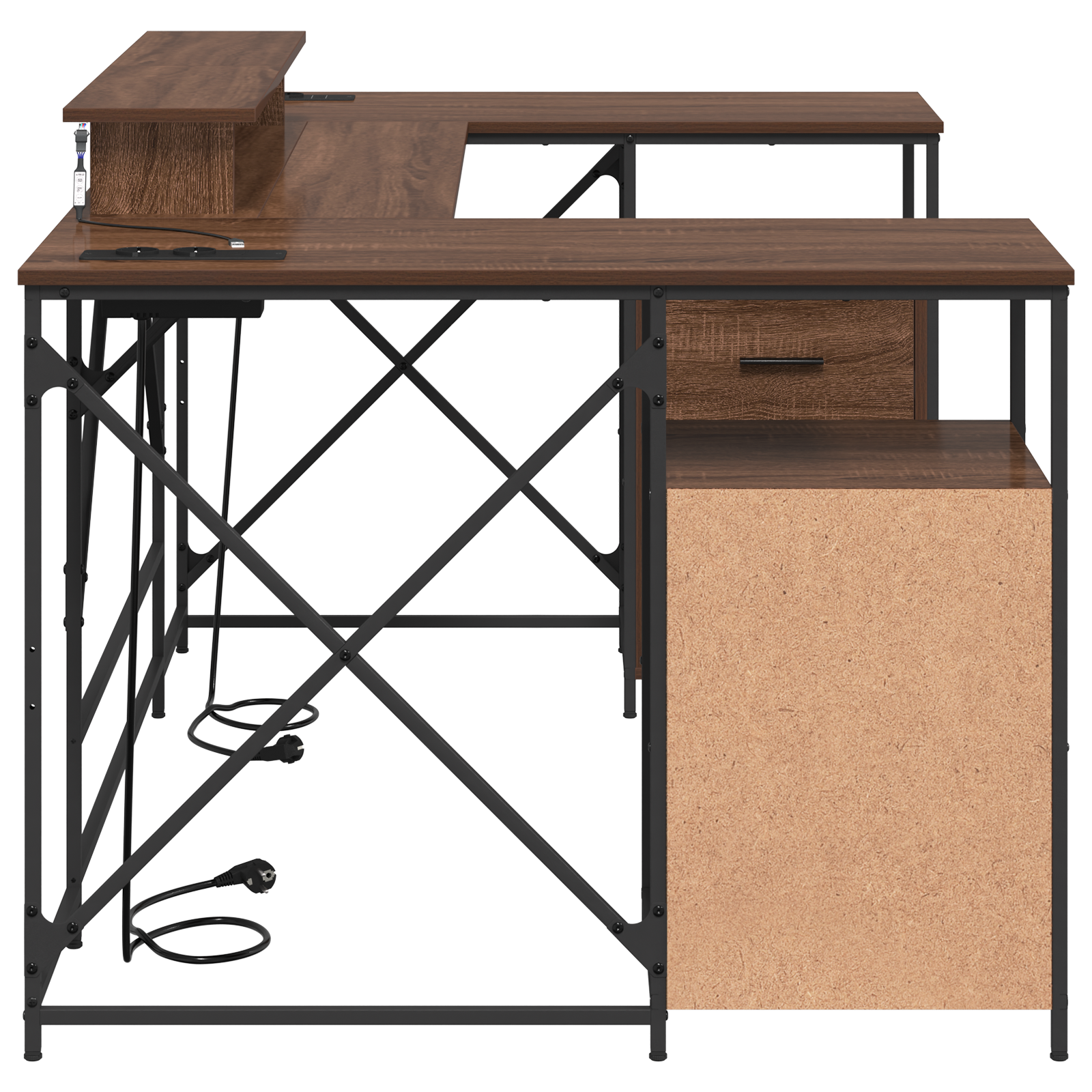 Bureau met lade met opslag Bruin eiken 182 x 101 x 87.5 cm Bewerkt hout