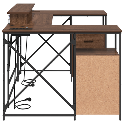 Bureau met lade met opslag Bruin eiken 182 x 101 x 87.5 cm Bewerkt hout