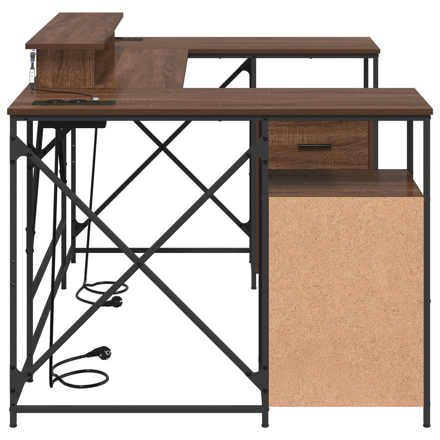 Bureau met lade met opslag Bruin eiken 182 x 101 x 87.5 cm Bewerkt hout