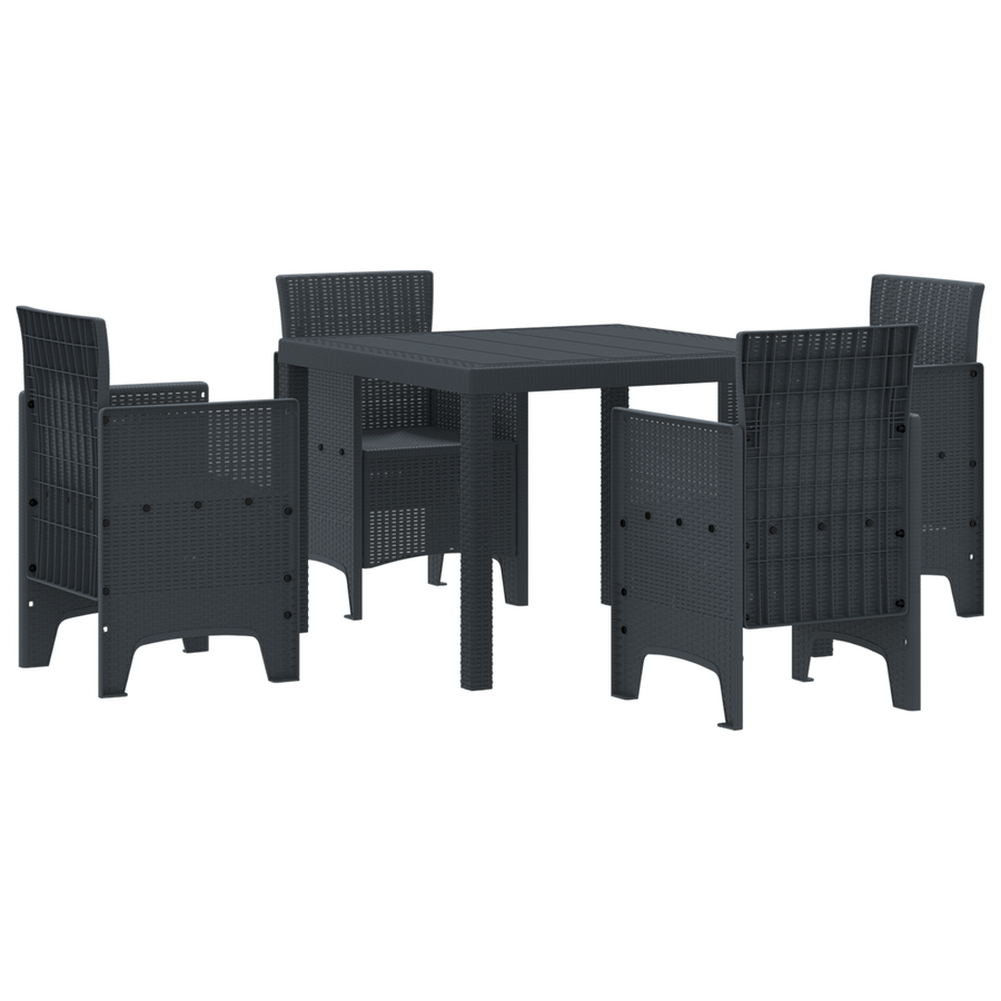 5-delige Tuinset Antraciet Poly Rattan