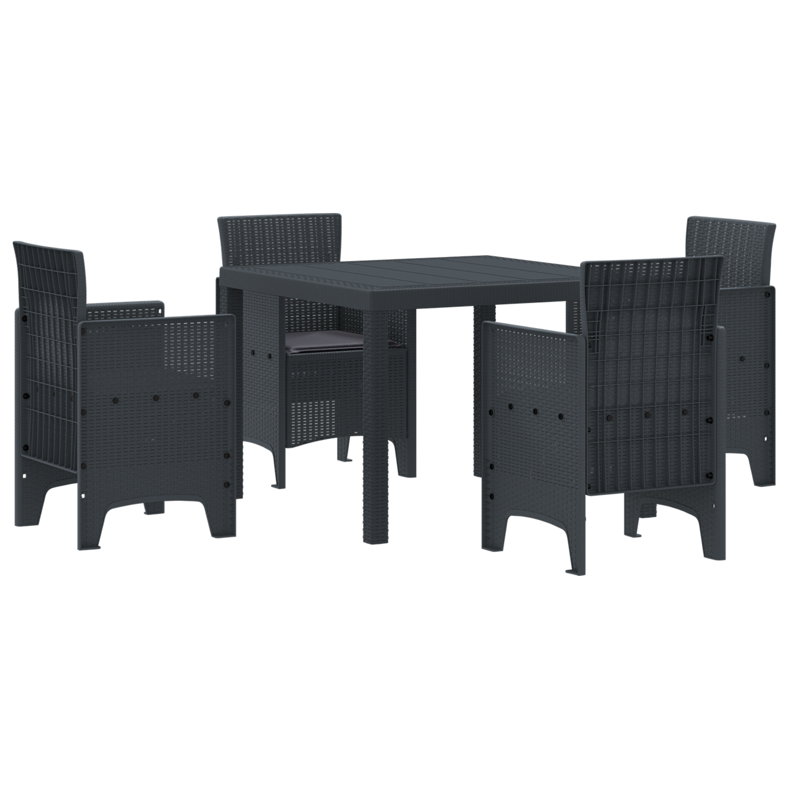 5-delige Tuinset met kussens poly rattan antraciet