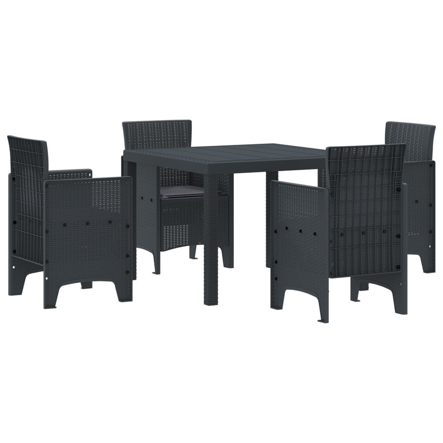 5-delige Tuinset met kussens poly rattan antraciet
