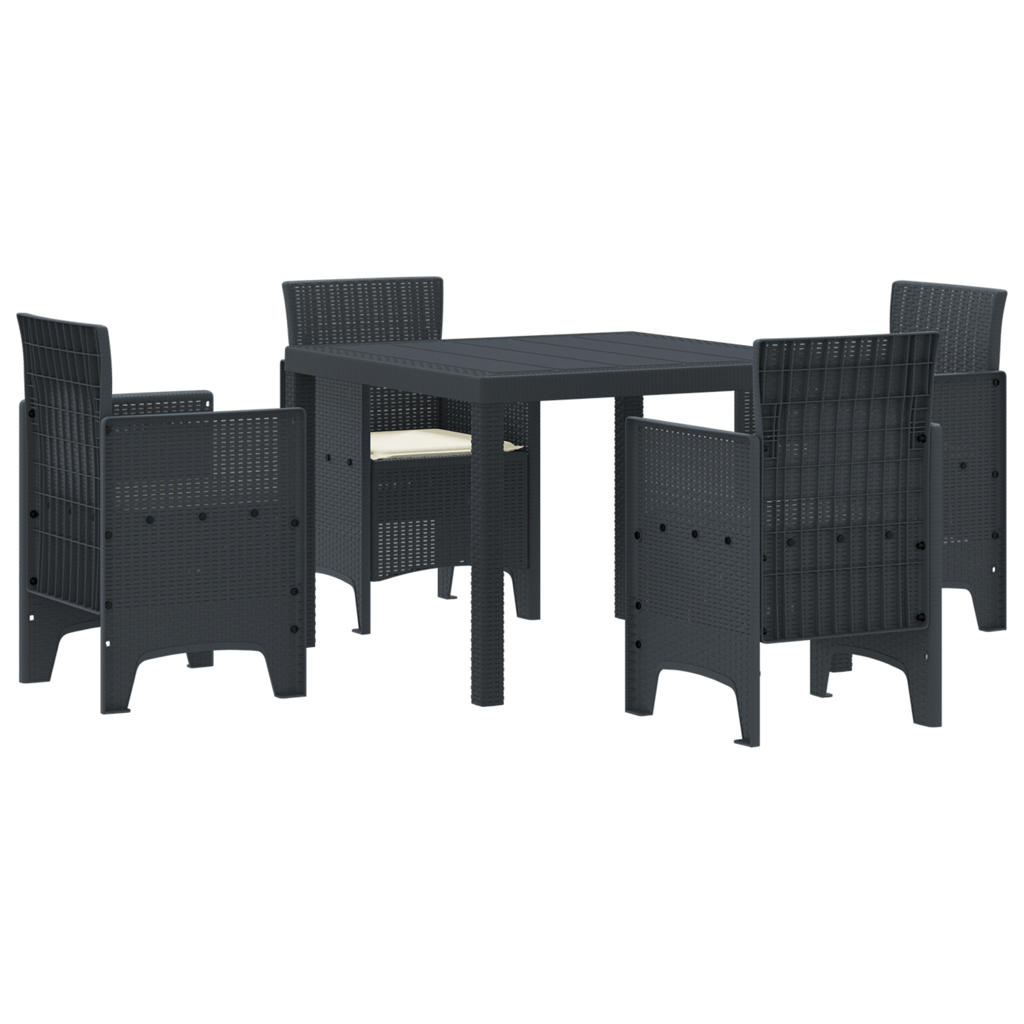 5-delige Tuinset met kussens poly rattan antraciet