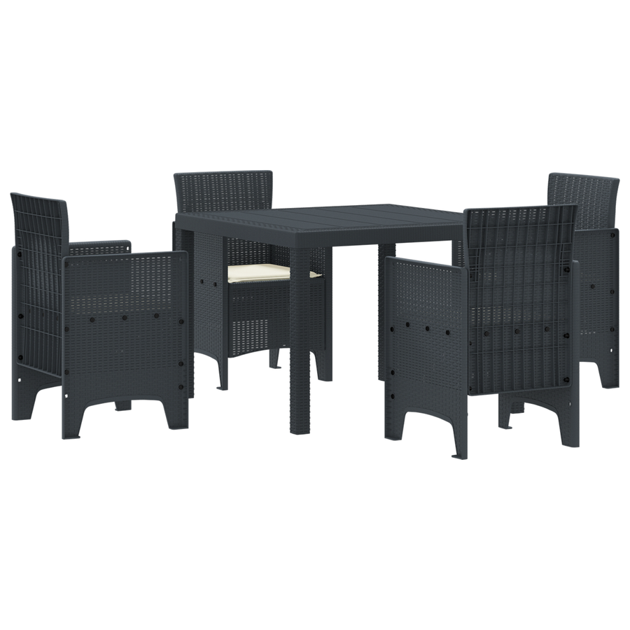 5-delige Tuinset met kussens poly rattan antraciet