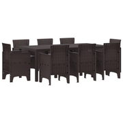 Garden Dining Set 9 pcs Brown Polypropylene