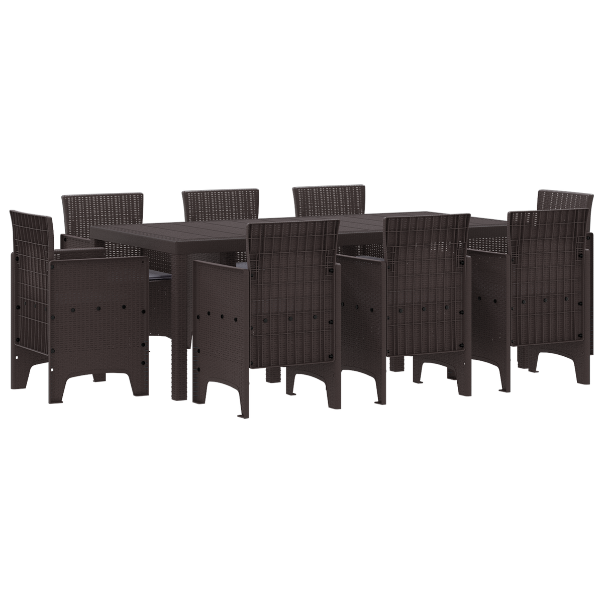 9-delige Tuinset met kussens poly rattan bruin